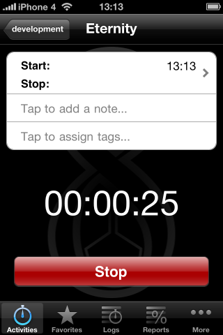 eternity tags - timer screen